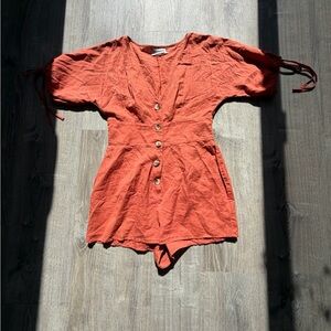 Orange Urban Outfitters Short Jumpsuit Boho Beach Flowy